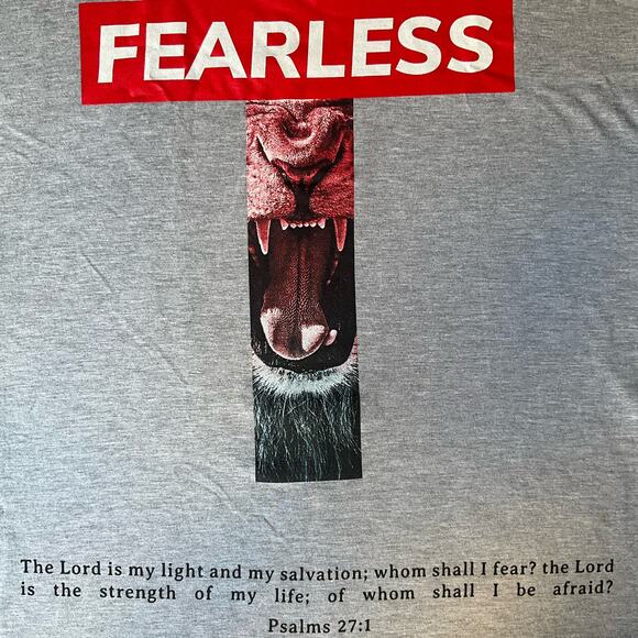 Weekend Warrior Men’s Short Sleeve T-shirt size 3XL, Gray, Fearless Psalms 27:1 - Picture 8 of 8